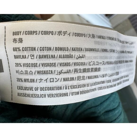 Y2K Abercrombie & Fitch Cable Knit Sweater M Teal Moose Logo Preppy Pullover - Picture 7 of 8